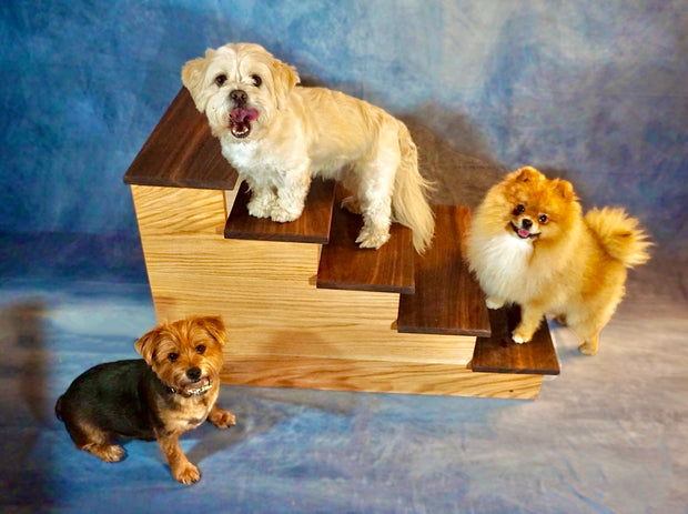 Handmade XL Wooden Pet Stairs – Luxury Walnut & Oak Steps for Large Dogs, Cats & Pets | Sturdy, Safe & Stylish Ramp Alternative