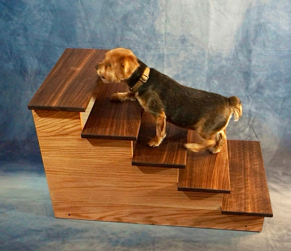 Handmade XL Wooden Pet Stairs – Luxury Walnut & Oak Steps for Large Dogs, Cats & Pets | Sturdy, Safe & Stylish Ramp Alternative