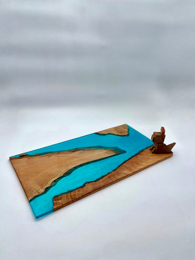 Luxury Handmade Maple & Epoxy River Board | Unique Cutting & Serving Board, Wood and Resin Charcuterie Board, Functional Home and Art
