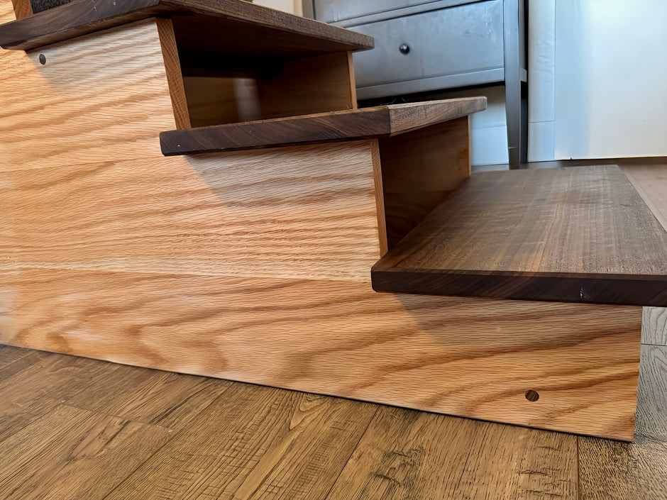 Handmade XL Wooden Pet Stairs – Luxury Walnut & Oak Steps for Large Dogs, Cats & Pets | Sturdy, Safe & Stylish Ramp Alternative