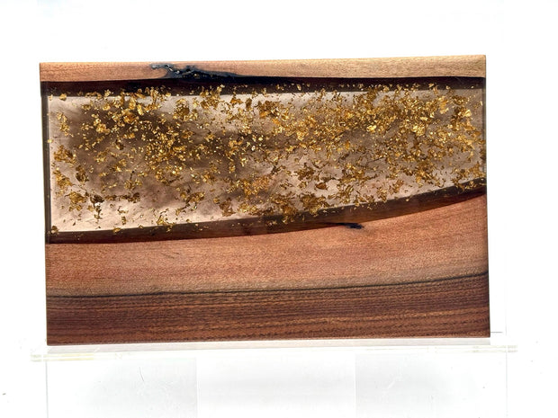 Walnut Epoxy River Charcuterie Board, Handmade Gold Leaf Serving Board, Housewarming Gift