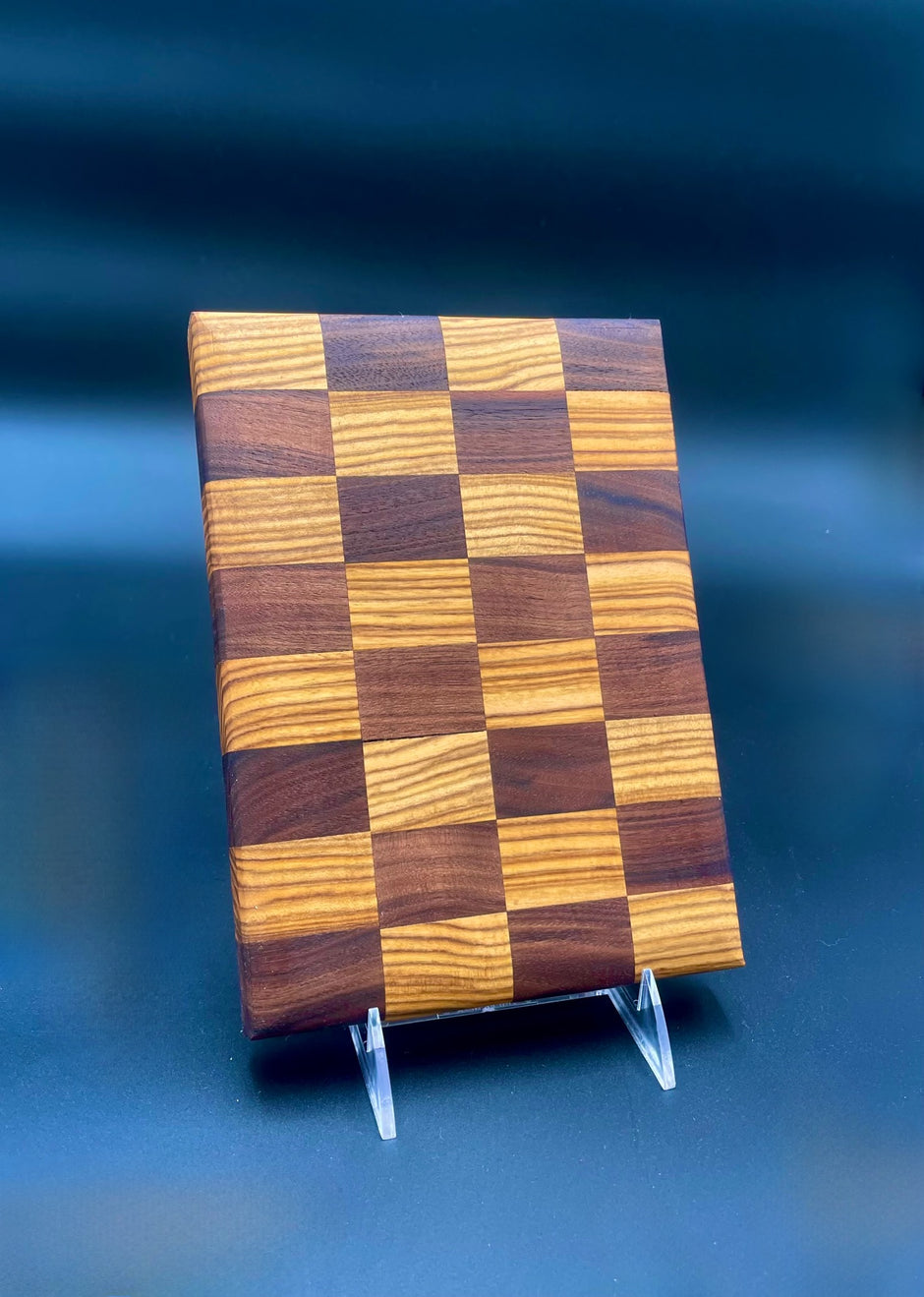 Handmade Checkered Wood Cutting Board Crafted from Walnut & Pistachio| One-of-a-Kind Functional Art