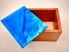 Walnut & Blue Epoxy Resin Box – Handcrafted Memory Box & Decor – Unique Luxury Wood Art – One-of-a-Kind Gift for Him or Her