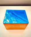 Walnut & Blue Epoxy Resin Box – Handcrafted Memory Box & Decor – Unique Luxury Wood Art – One-of-a-Kind Gift for Him or Her
