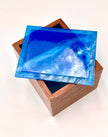 Walnut & Blue Epoxy Resin Box – Handcrafted Memory Box & Decor – Unique Luxury Wood Art – One-of-a-Kind Gift for Him or Her