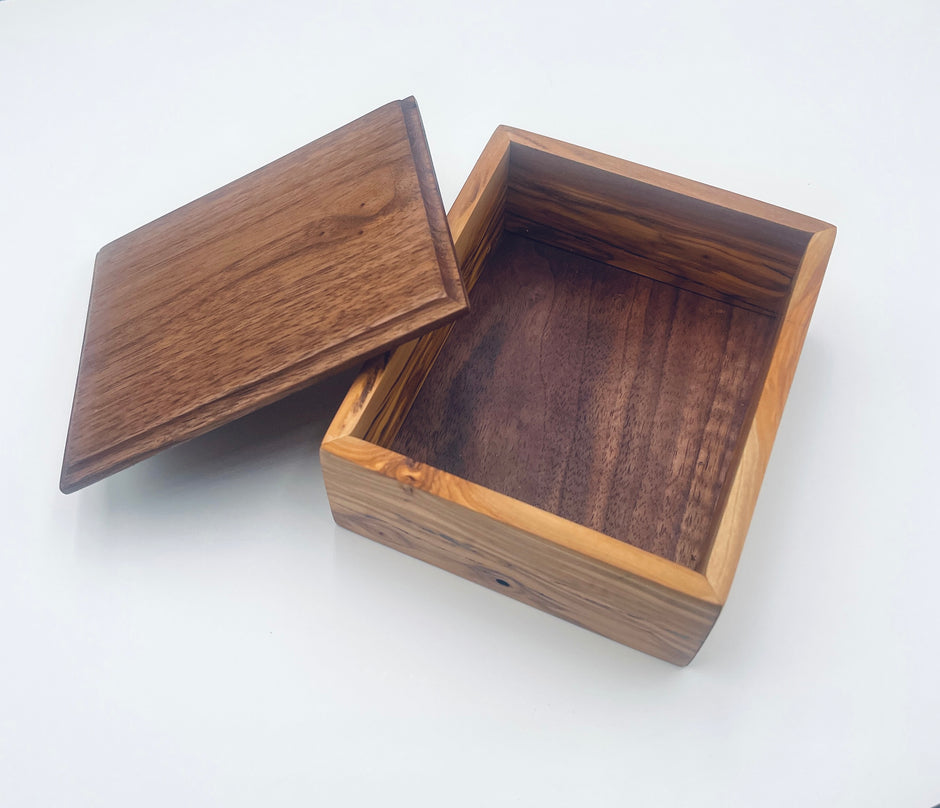 Handmade Walnut and Cherry Wood Box – Luxury Solid Wood Box – Unique Gift for Him or Her – Modern Decorative Accent Box – Artisan Desk or Storage Box