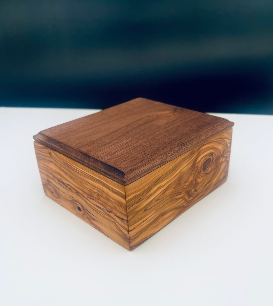 Handmade Walnut and Cherry Wood Box – Luxury Solid Wood Box – Unique Gift for Him or Her – Modern Decorative Accent Box – Artisan Desk or Storage Box