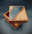 Handmade Cherry Wood Box with Black Epoxy Resin – Luxury Wood and Epoxy Resin Box – Unique Gift for Him or Her – Modern Decorative Art Box