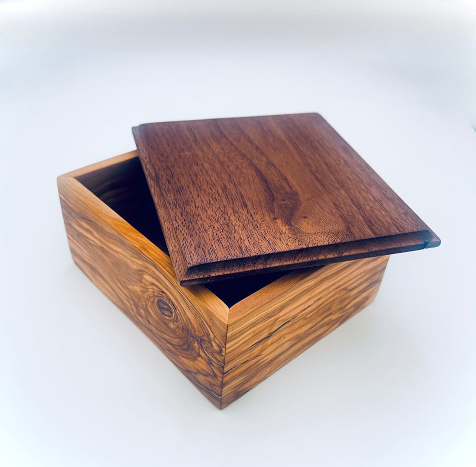 Handmade Walnut and Cherry Wood Box – Luxury Solid Wood Box – Unique Gift for Him or Her – Modern Decorative Accent Box – Artisan Desk or Storage Box