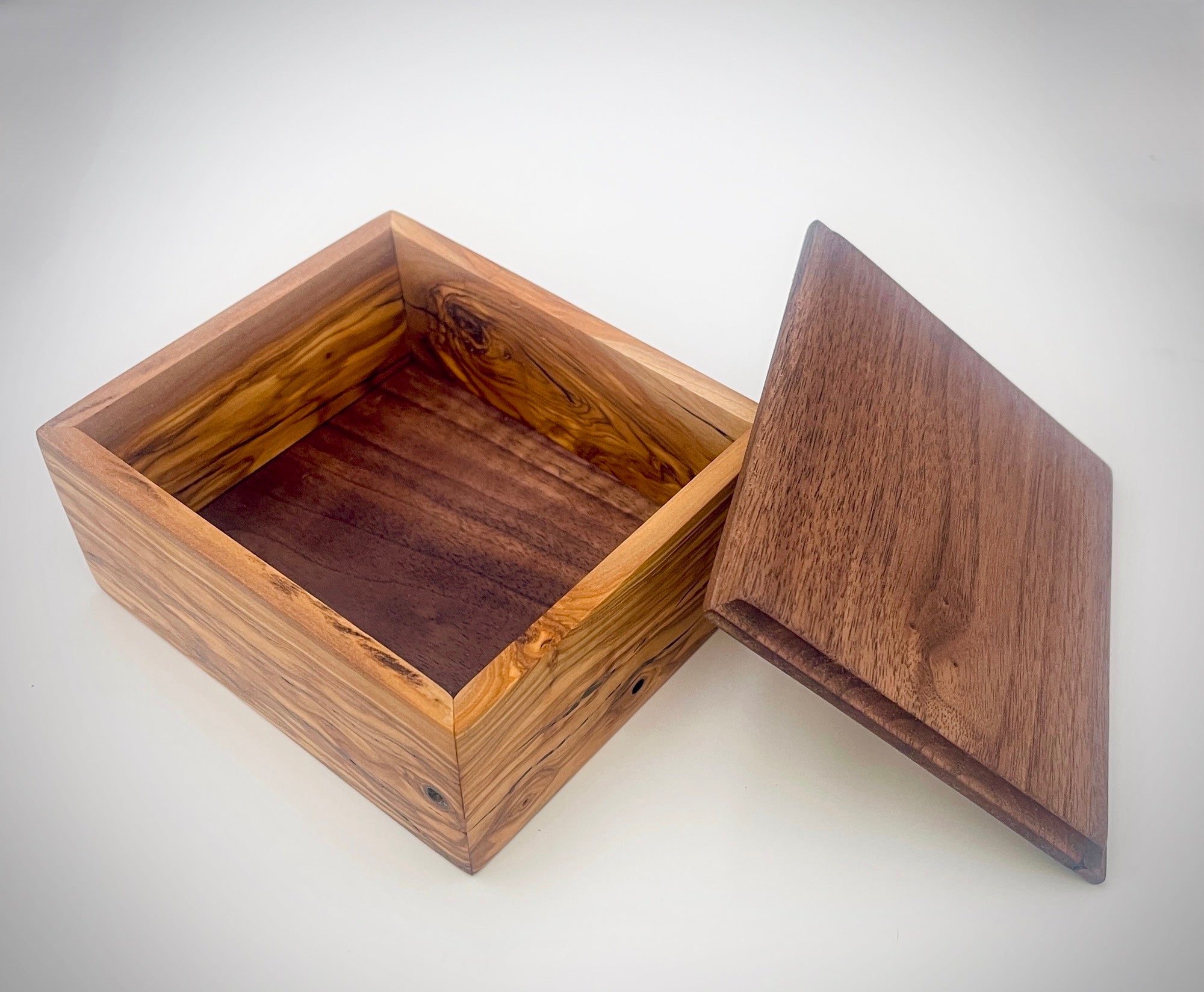 Handmade Walnut and Cherry Wood Box – Luxury Solid Wood Box – Unique Gift for Him or Her – Modern Decorative Accent Box – Artisan Desk or Storage Box