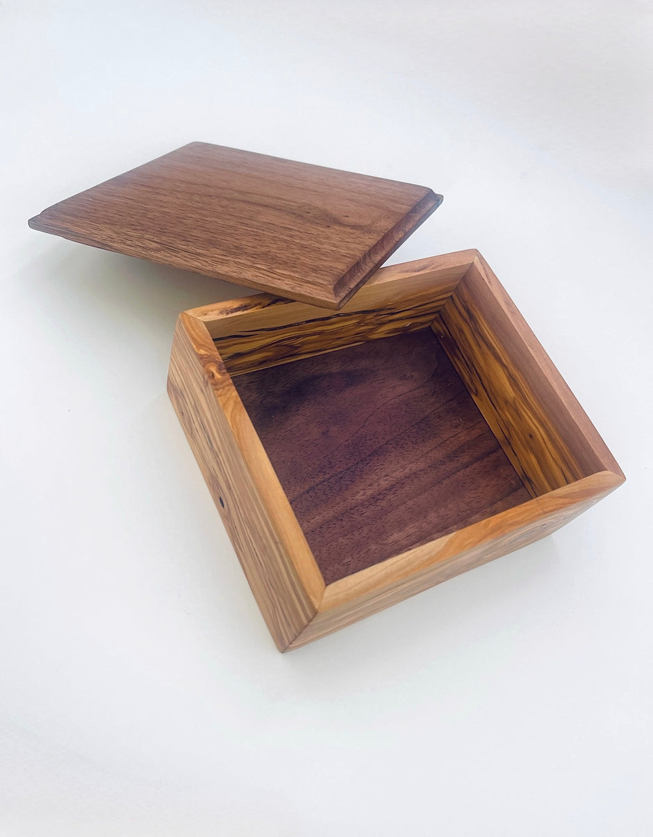 Handmade Walnut and Cherry Wood Box – Luxury Solid Wood Box – Unique Gift for Him or Her – Modern Decorative Accent Box – Artisan Desk or Storage Box