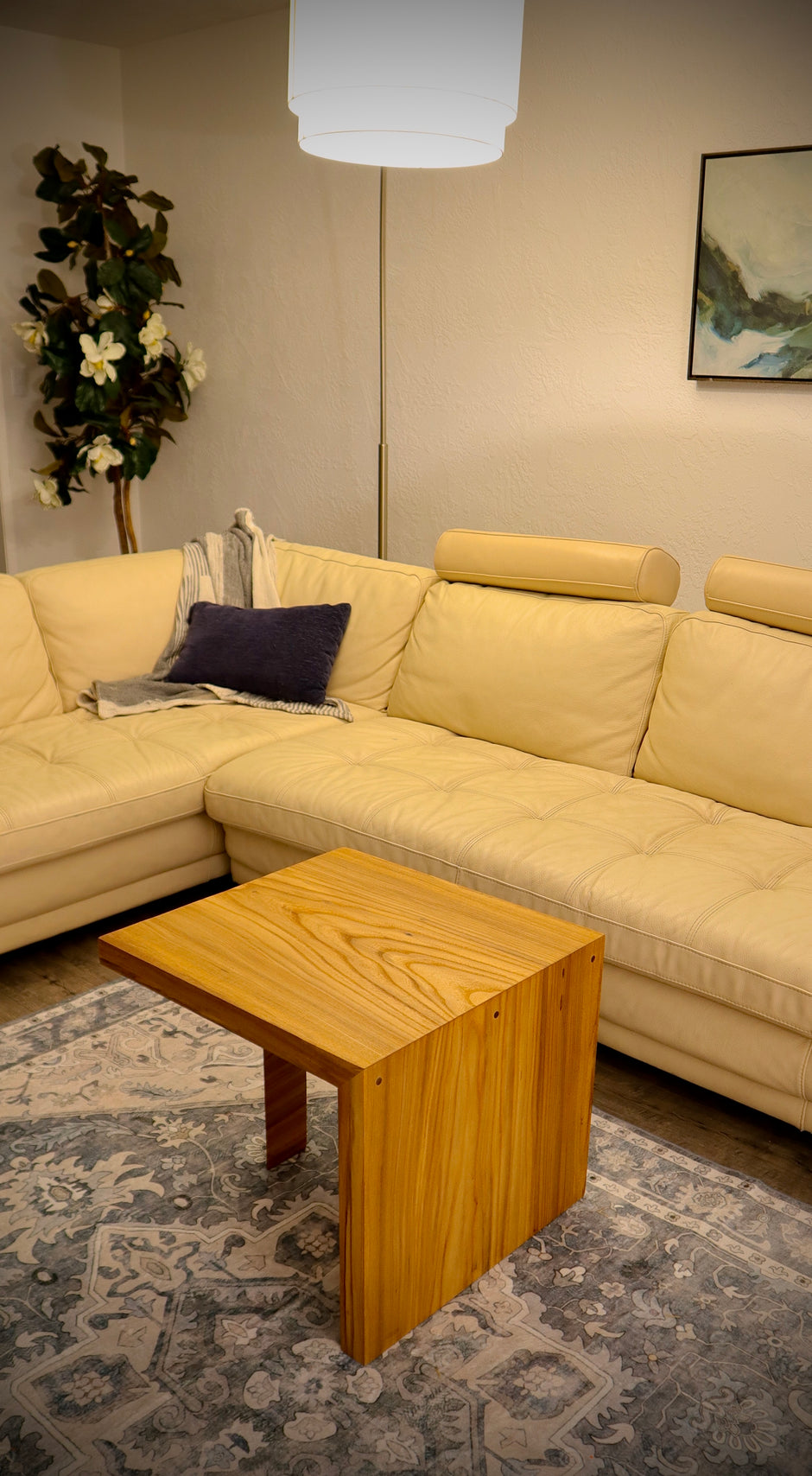 Elm Waterfall Coffee Table – Solid Wood