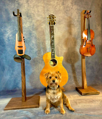 Handmade Northern Elm & Walnut Instrument Stand – Modern Wooden Display for Guitars, Violins, Cellos and More | Luxury Music Gift