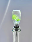 Handmade Green Flower Resin Wine Stopper, Botanical Bloom Design, Gift Boxed