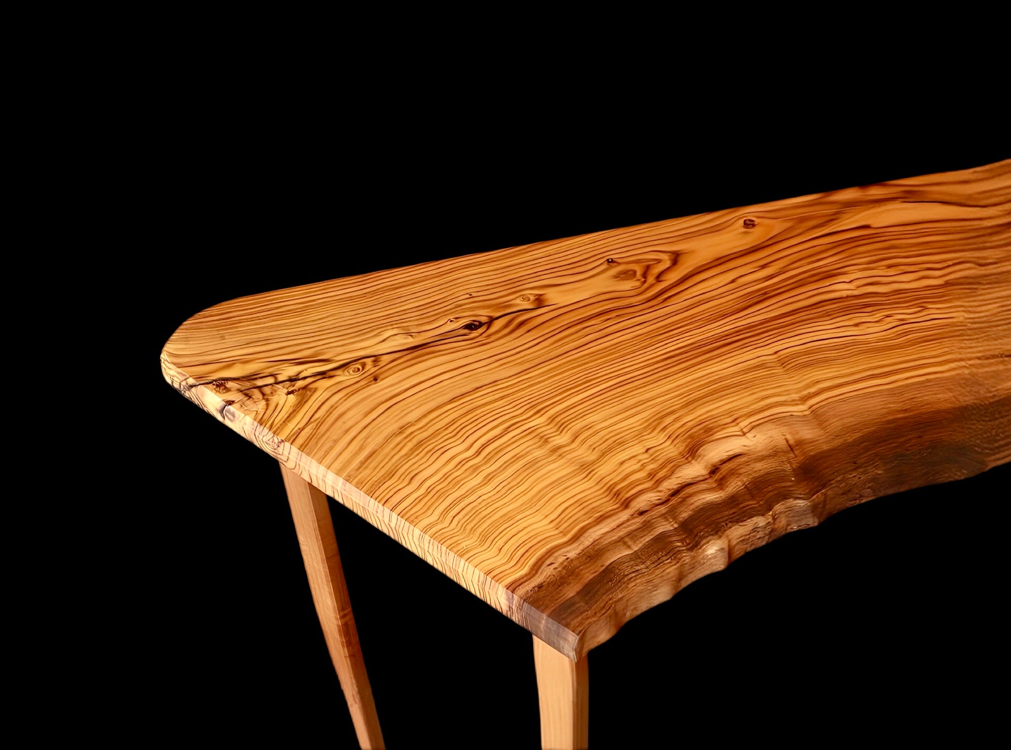 SOLD- Pistachio Live Edge Coffee Table – Luxury Minimalist Handcrafted Wood Statement Piece