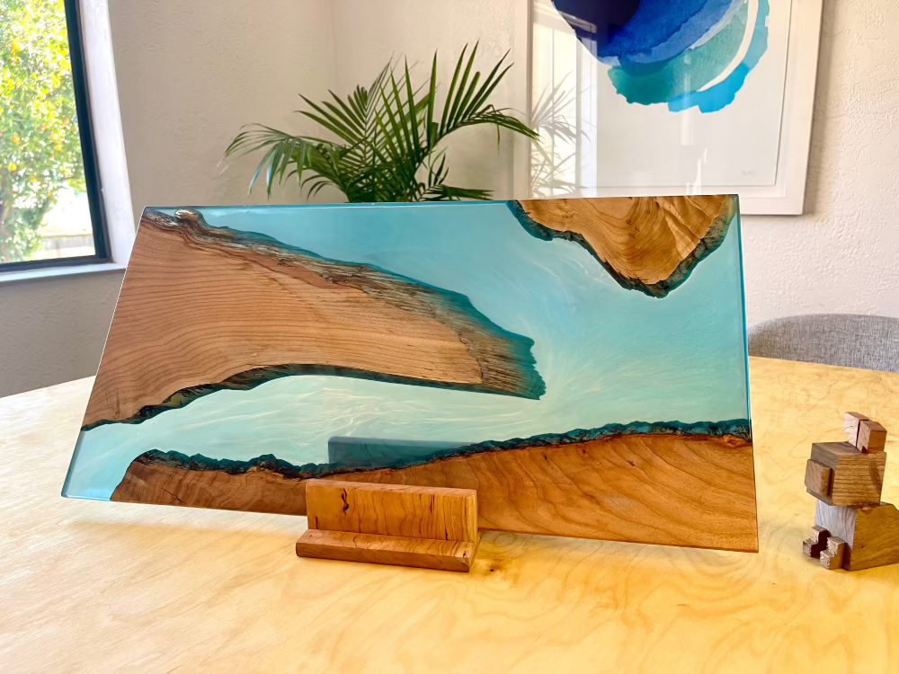 Luxury Handmade Maple & Epoxy River Board | Unique Cutting & Serving Board, Wood and Resin Charcuterie Board, Functional Home and Art
