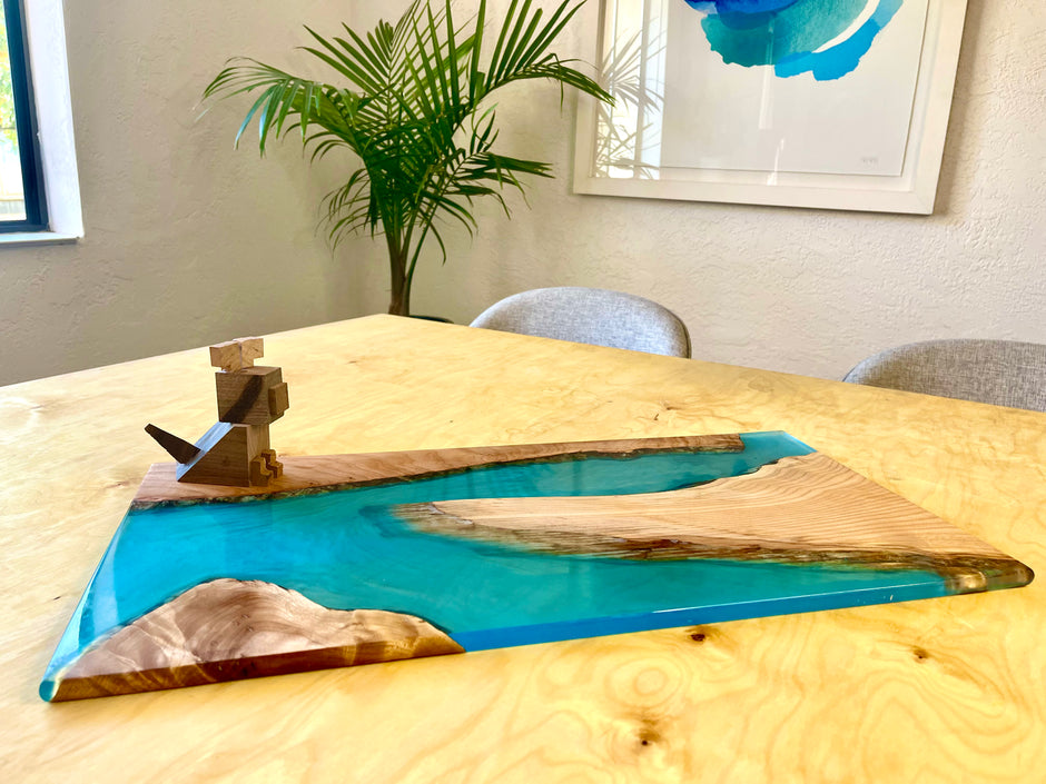 Luxury Handmade Maple & Epoxy River Board | Unique Cutting & Serving Board, Wood and Resin Charcuterie Board, Functional Home and Art