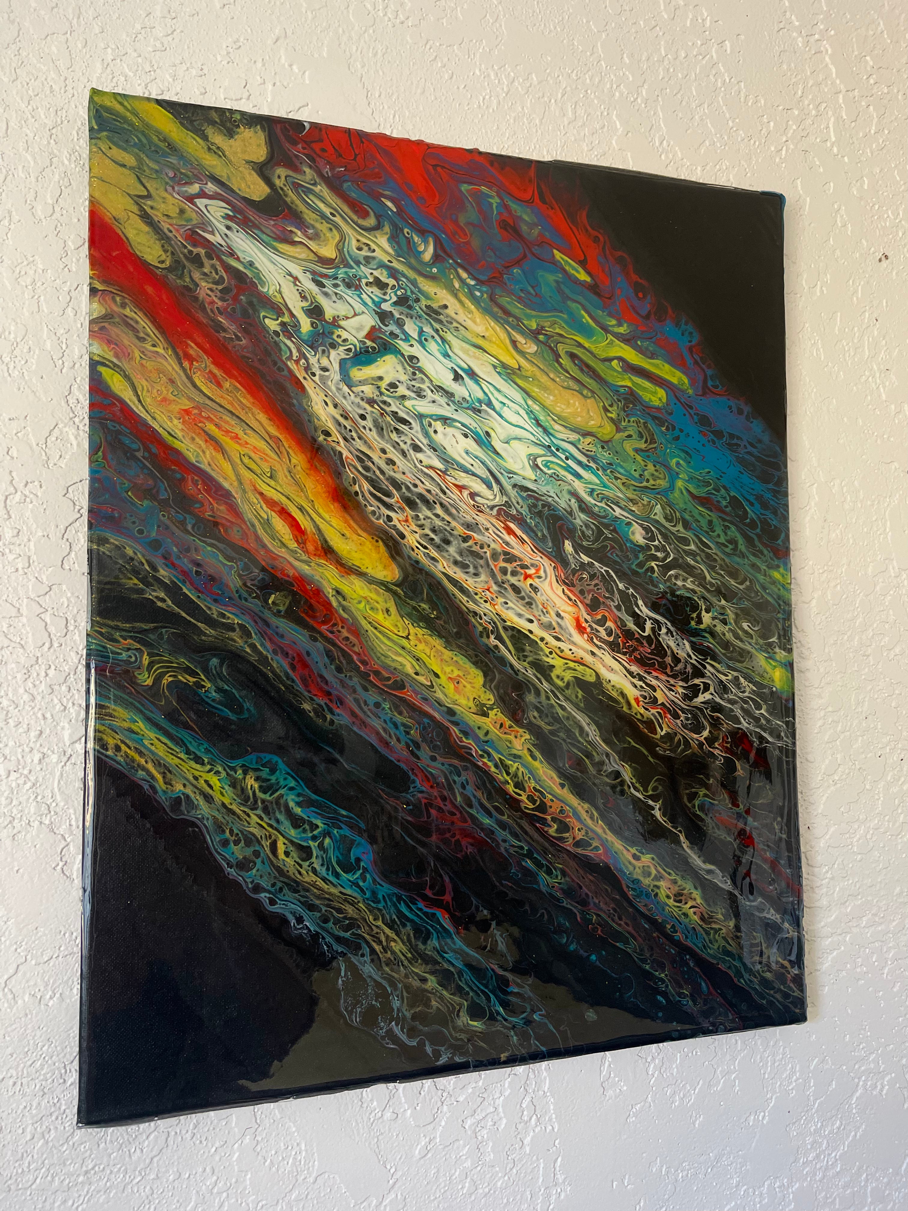 Original Abstract Acrylic Painting with Premium Epoxy Resin Finish | Colorful Modern Wall Ar