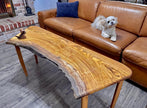 SOLD- Pistachio Live Edge Coffee Table – Luxury Minimalist Handcrafted Wood Statement Piece