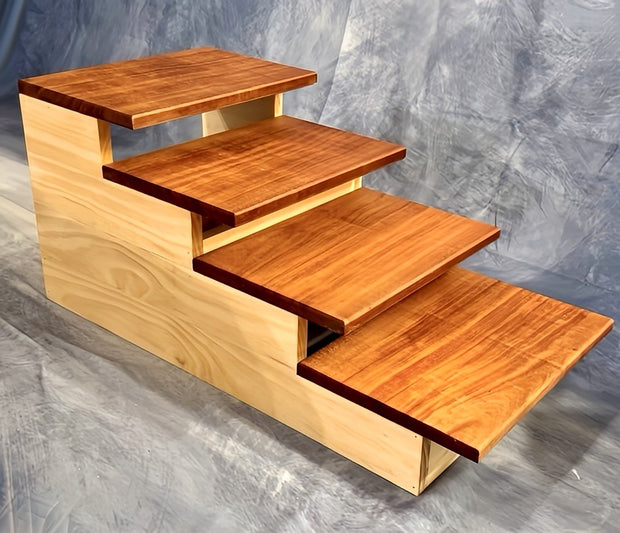 Five Dogs Elevated Pet Steps – Handcrafted Wooden Mahogany & Pine Pet Stairs – Stylish & Durable Steps for Dogs, Cats & Small Pets