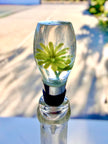 Handmade Green Flower Resin Wine Stopper, Botanical Bloom Design, Gift Boxed