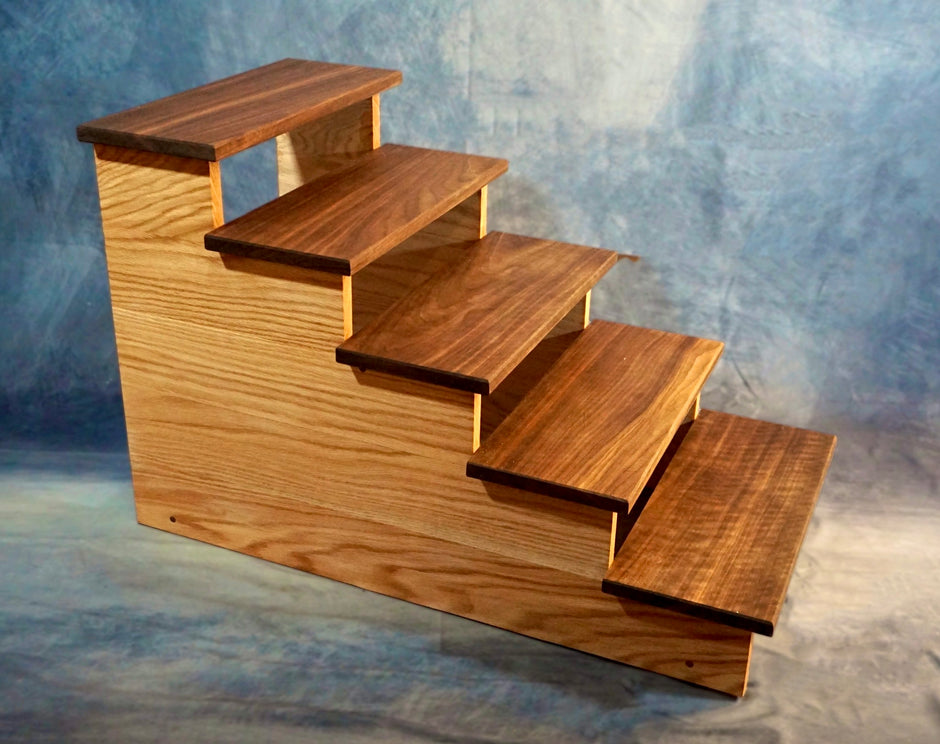 Handmade XL Wooden Pet Stairs – Luxury Walnut & Oak Steps for Large Dogs, Cats & Pets | Sturdy, Safe & Stylish Ramp Alternative