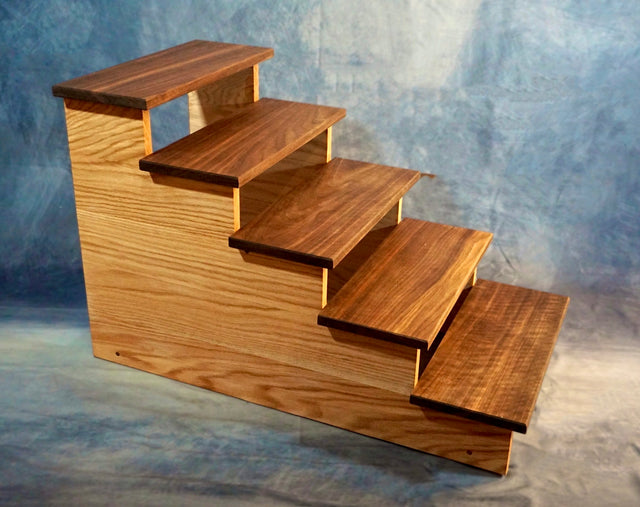 Handmade XL Wooden Pet Stairs – Luxury Walnut & Oak Steps for Large Dogs, Cats & Pets | Sturdy, Safe & Stylish Ramp Alternative