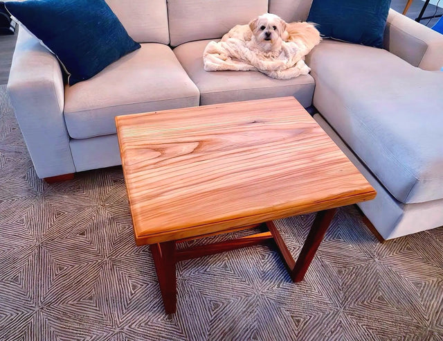 Handcrafted Elm Mid-Century Coffee Table – Solid Wood, Timeless Design