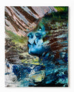 Original Abstract Face Painting, Blue Turquoise Canvas Art, Surreal Portrait, Acrylic Artwork (11