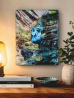 Original Abstract Face Painting, Blue Turquoise Canvas Art, Surreal Portrait, Acrylic Artwork (11