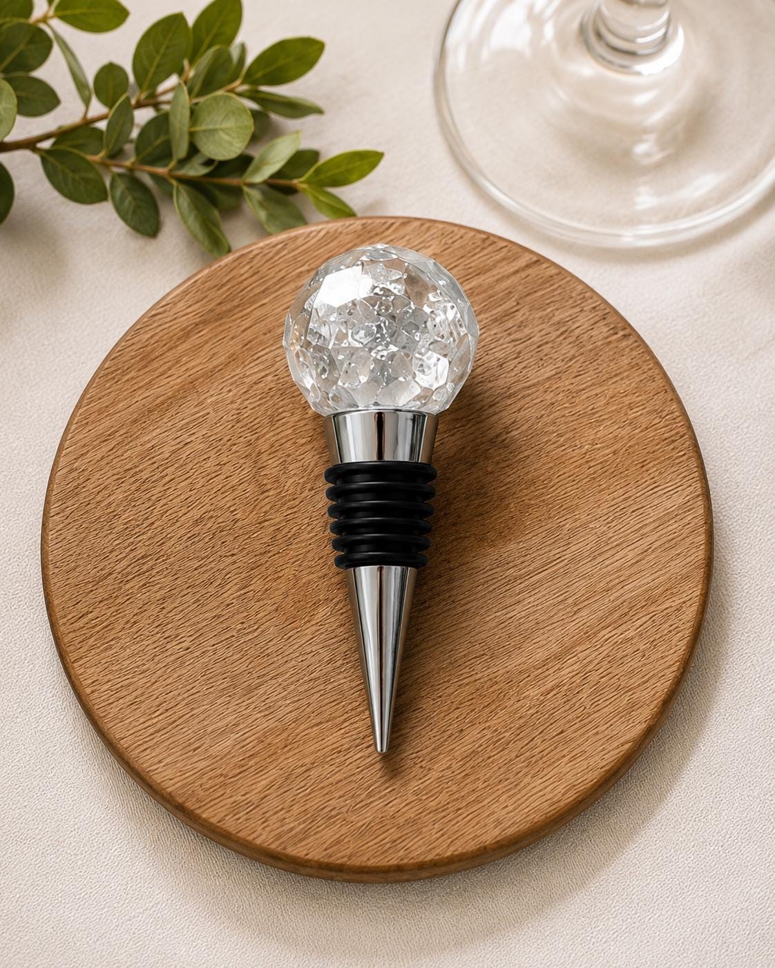 Silver Leaf Wine Stopper - Handmade Resin Bottle Stopper - Gemstone Design - Gift Box Included