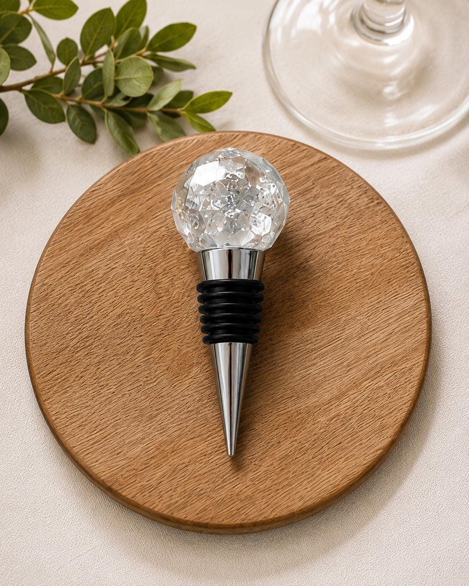 Silver Leaf Wine Stopper - Handmade Resin Bottle Stopper - Gemstone Design - Gift Box Included