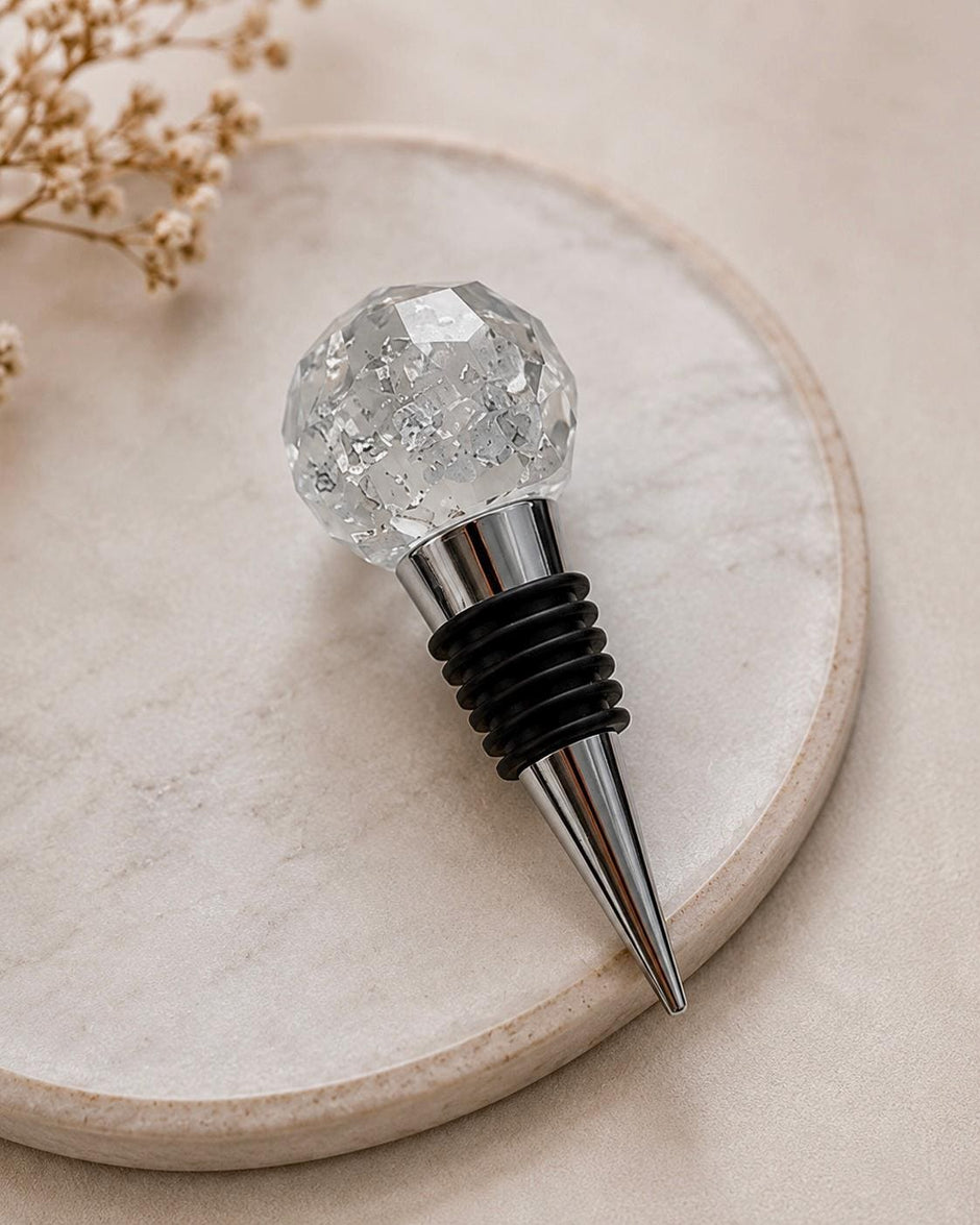 Silver Leaf Wine Stopper - Handmade Resin Bottle Stopper - Gemstone Design - Gift Box Included