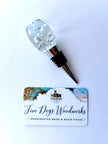 Silver Leaf Wine Stopper - Handmade Resin Bottle Stopper - Gemstone Design - Gift Box Included