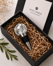 Silver Leaf Wine Stopper - Handmade Resin Bottle Stopper - Gemstone Design - Gift Box Included